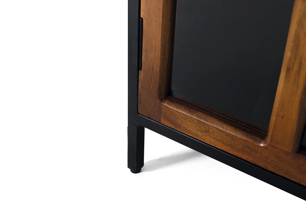 Giner and Colomer - 2-Door Display Cabinet With Metal Frame & Mango Wood Doors