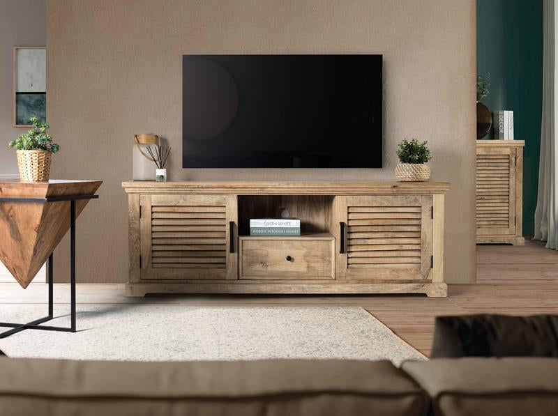 Giner and Colomer - Solid Mango Wood TV Cabinet (2 Doors, 1 Drawer)