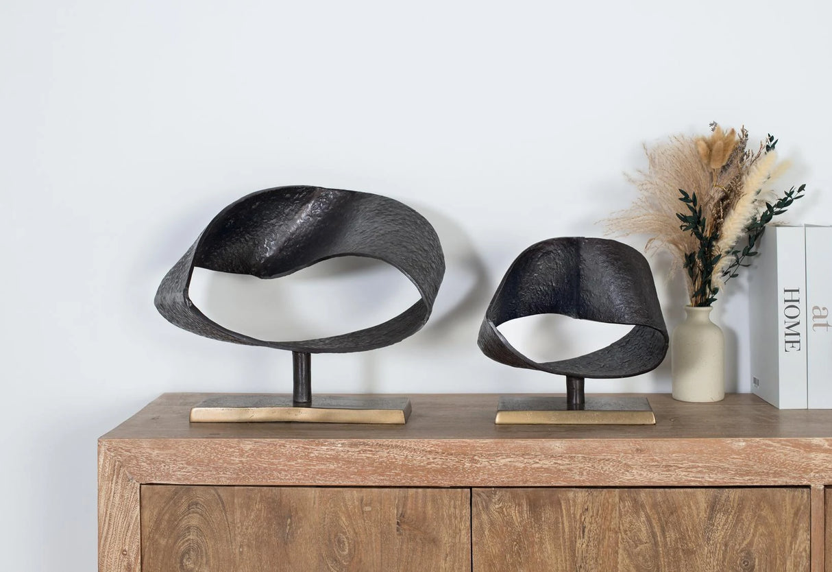 Giner and Colomer - Set Of 2 Decorative Metal Sculptures With Aged Gold Rectangular Base