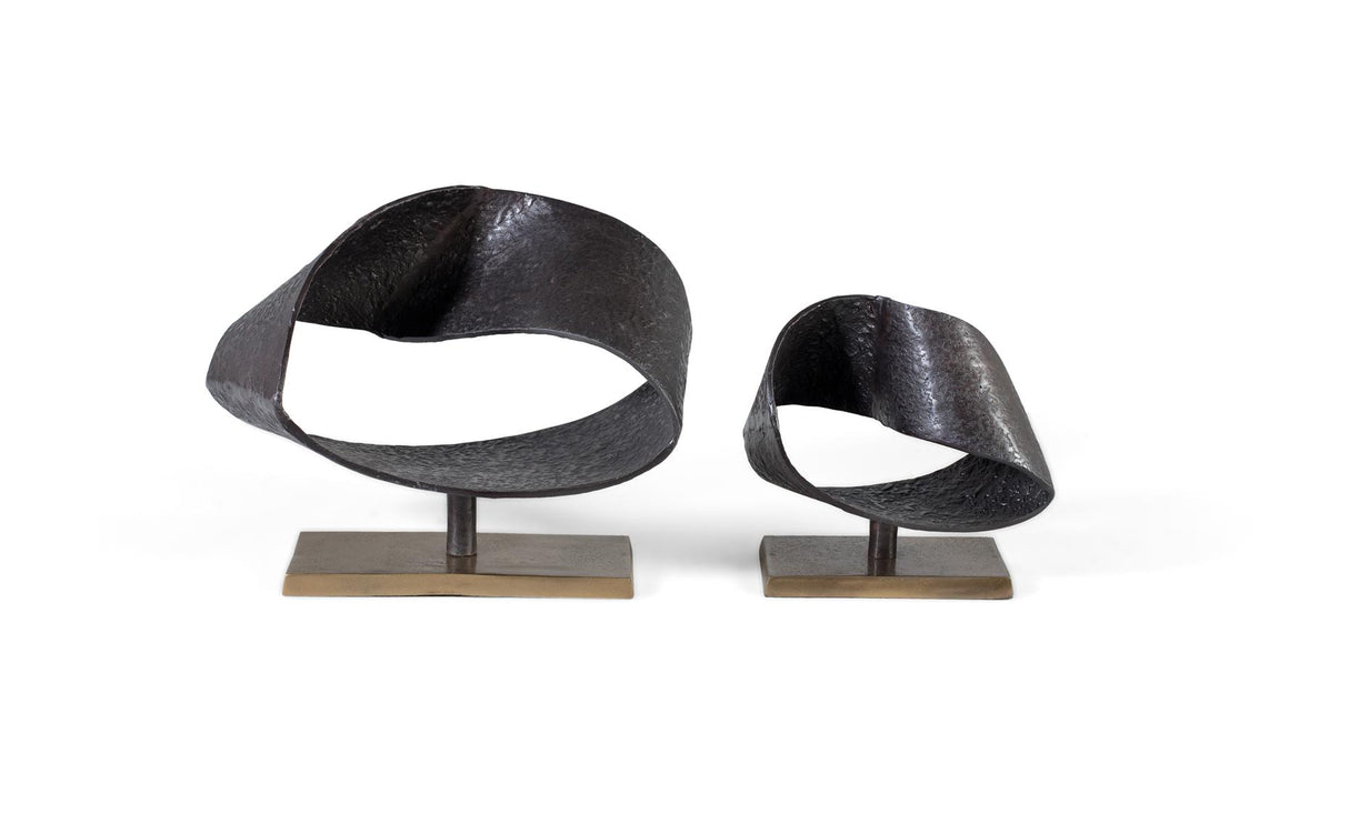 Giner and Colomer - Set Of 2 Decorative Metal Sculptures With Aged Gold Rectangular Base