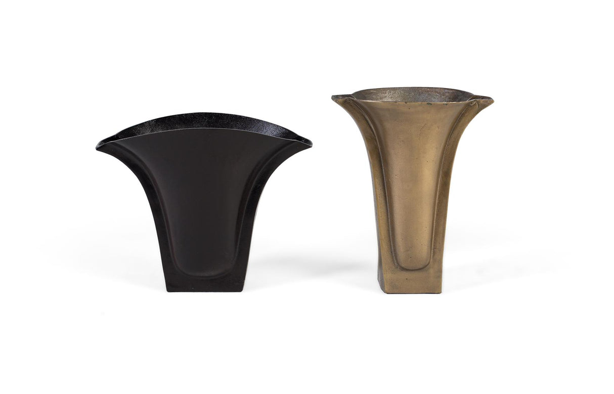 Giner and Colomer - Set Of 2 Aluminum Vases With Rough Bronze & Brass Finish