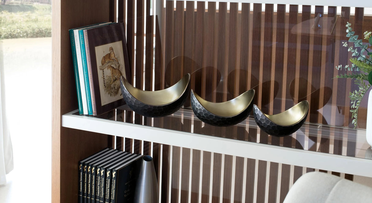 Giner and Colomer - Set Of 3 Metal Decorative Bowls (Gold & Black Hammered)