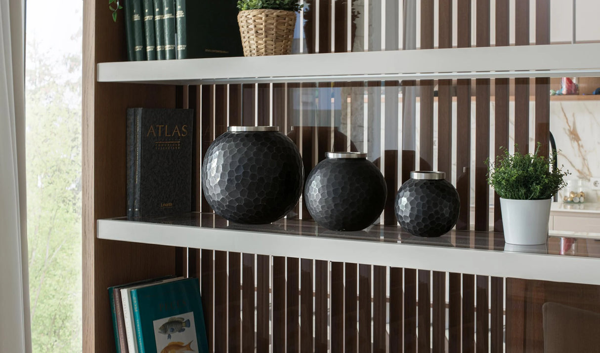 Giner and Colomer - Set Of 3 Dark Grey Metal Vases With Hammered Effect