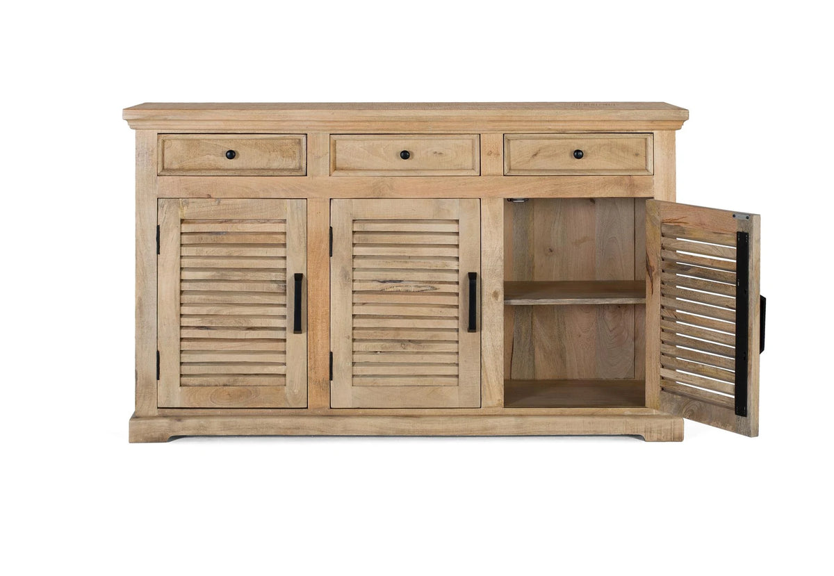 Giner and Colomer - 3-Door, 3-Drawer Solid Mango Wood Wardrobe