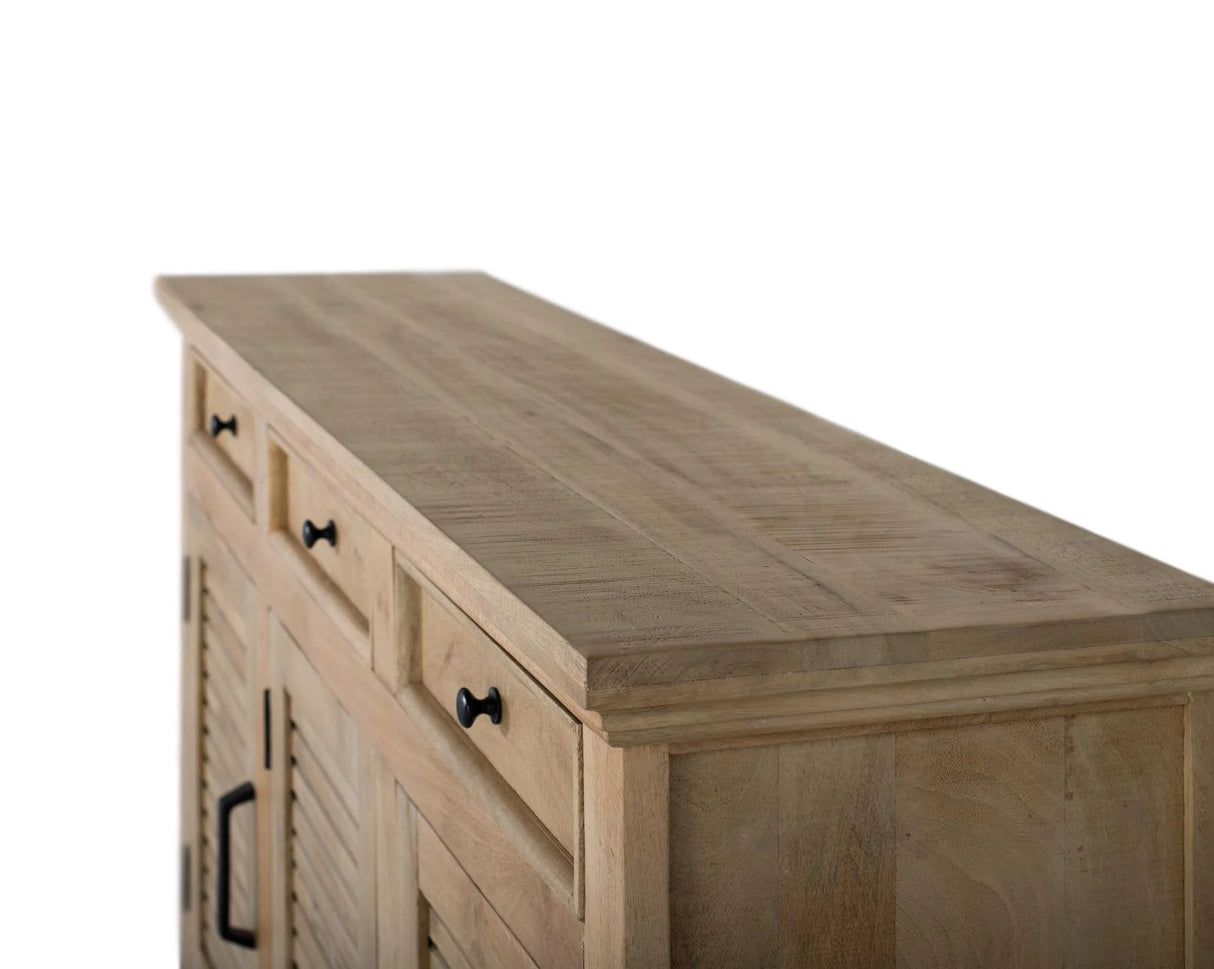 Giner and Colomer - 3-Door, 3-Drawer Solid Mango Wood Wardrobe