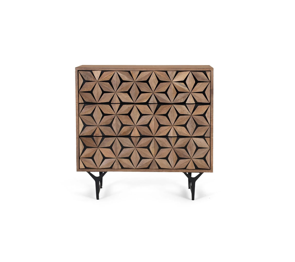 Giner and Colomer - 3-Drawer Mango Wood & Metal Chest