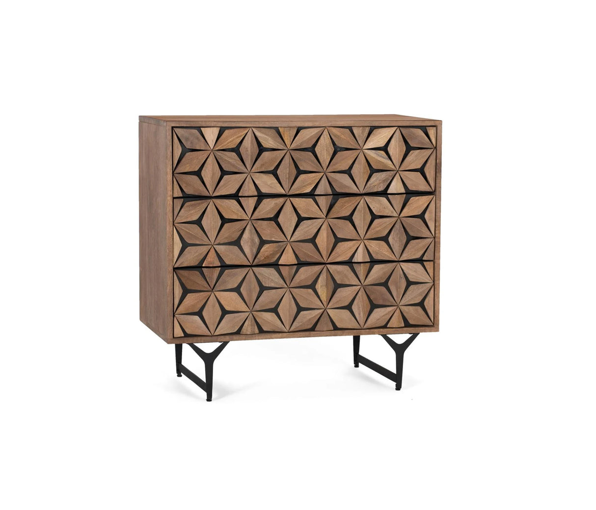 Giner and Colomer - 3-Drawer Mango Wood & Metal Chest