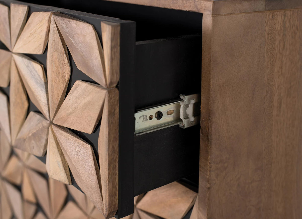 Giner and Colomer - 3-Drawer Mango Wood & Metal Chest