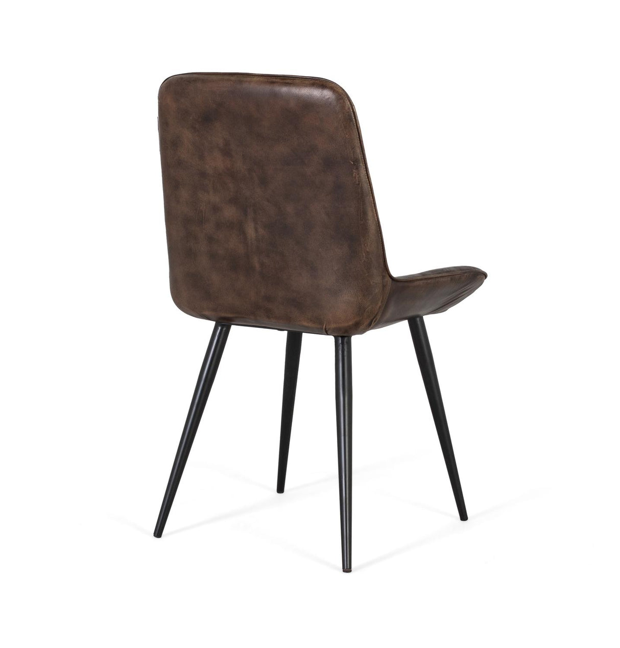 Giner and Colomer - Ash Grey Leather Chair With Diamond Stitching & Iron Cone Legs