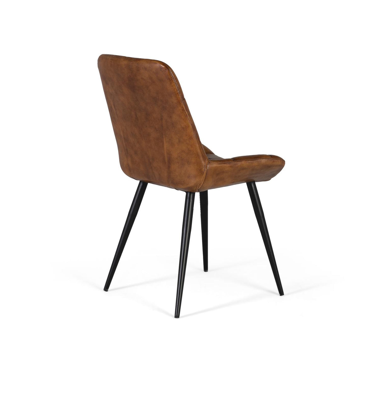 Giner and Colomer - Brown Leather Upholstered Chair With Tubular Steel Legs