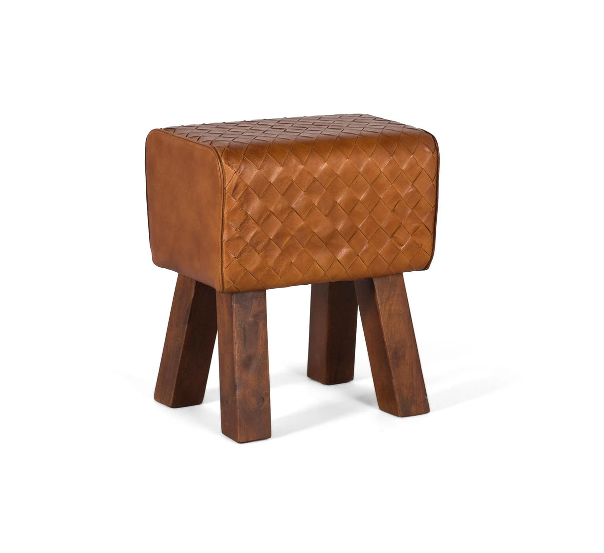 Giner and Colomer - Stool With Braided Camel Leather & Solid Wood Frame