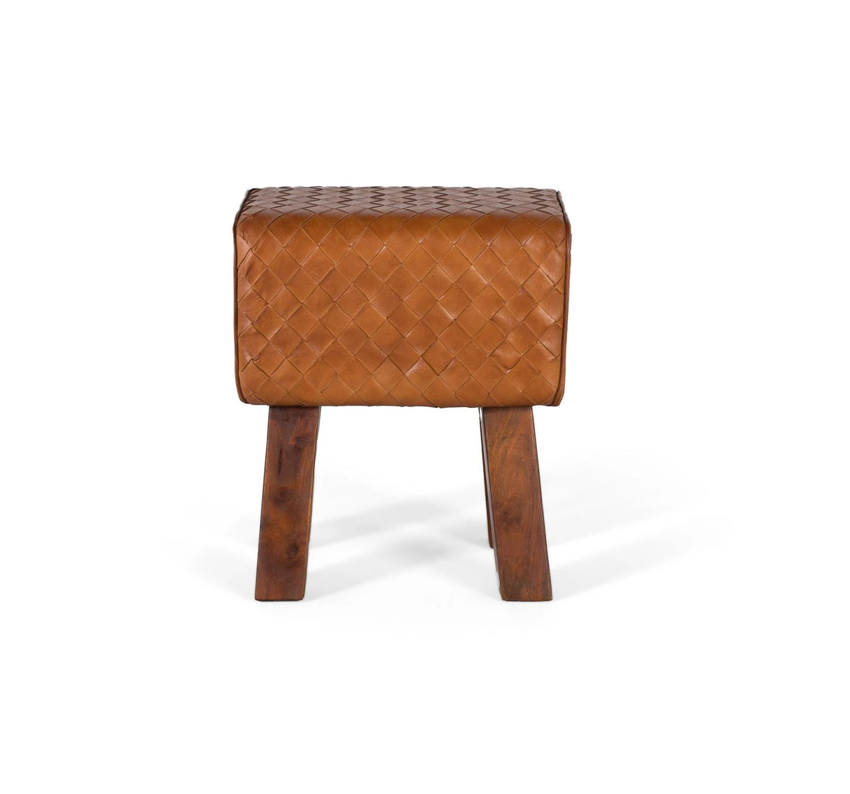 Giner and Colomer - Stool With Braided Camel Leather & Solid Wood Frame