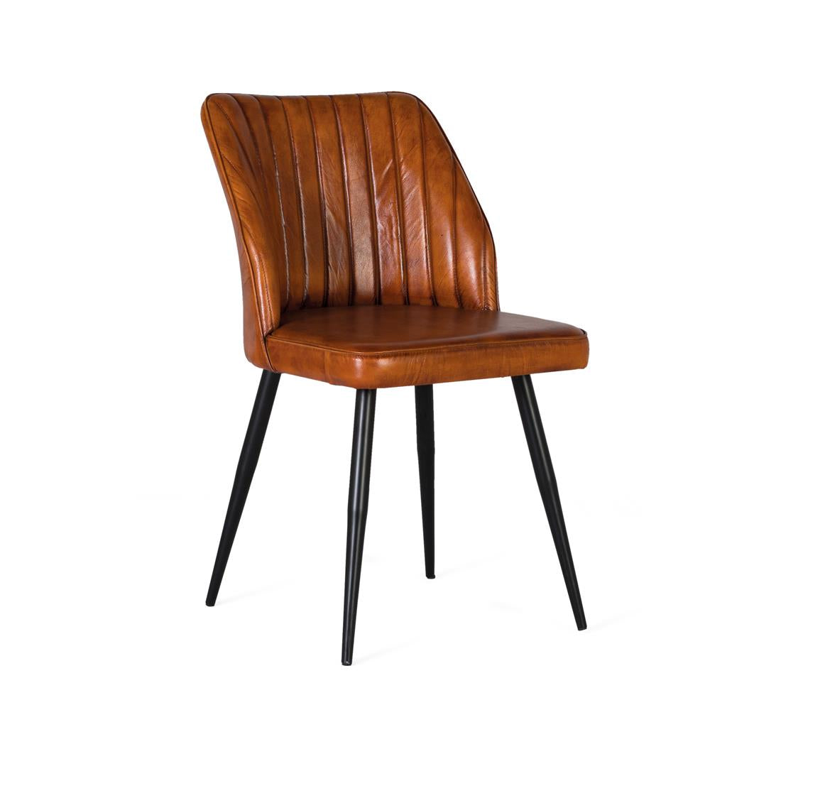 Giner and Colomer - Brown Leather Chair With Detailed Stitching