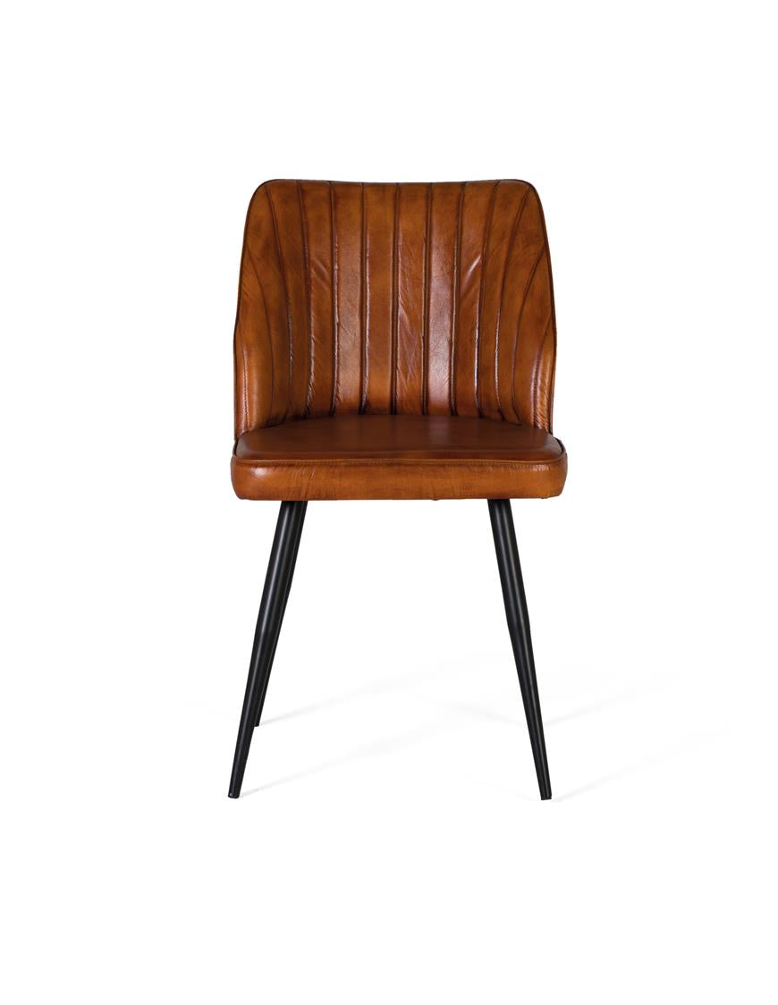 Giner and Colomer - Brown Leather Chair With Detailed Stitching