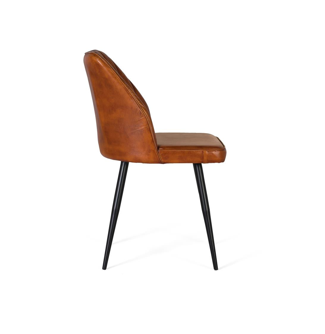 Giner and Colomer - Brown Leather Chair With Detailed Stitching