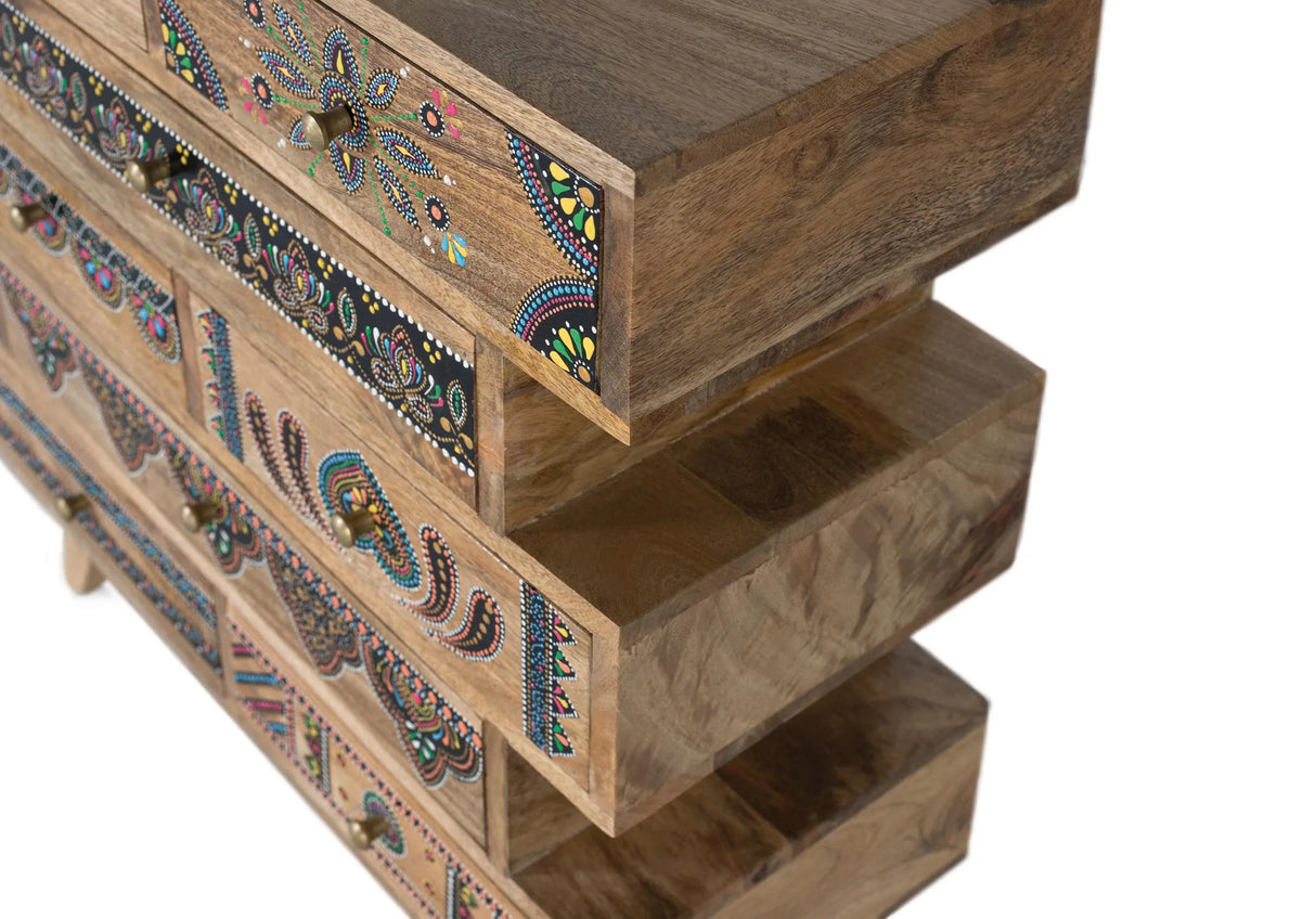 Giner and Colomer - Hand-Painted 8-Drawer Mango Wood Chest Of Drawers