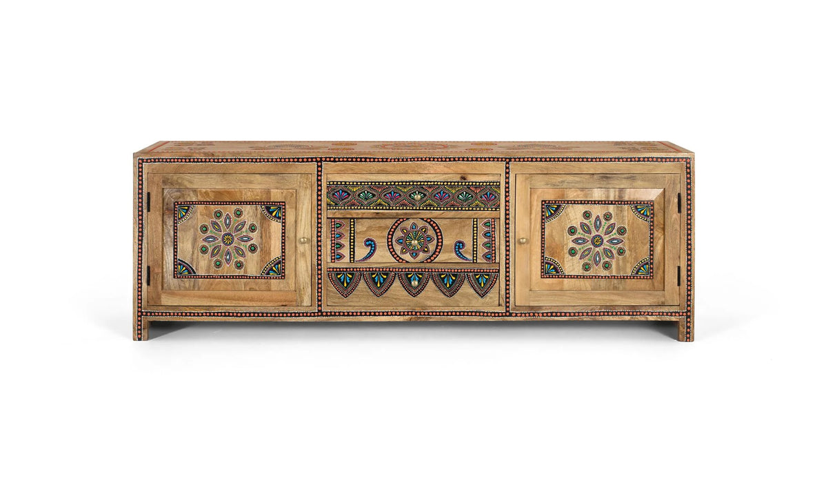 Giner and Colomer - Hand-Painted Mango Wood TV Cabinet With 3 Drawers & 2 Doors