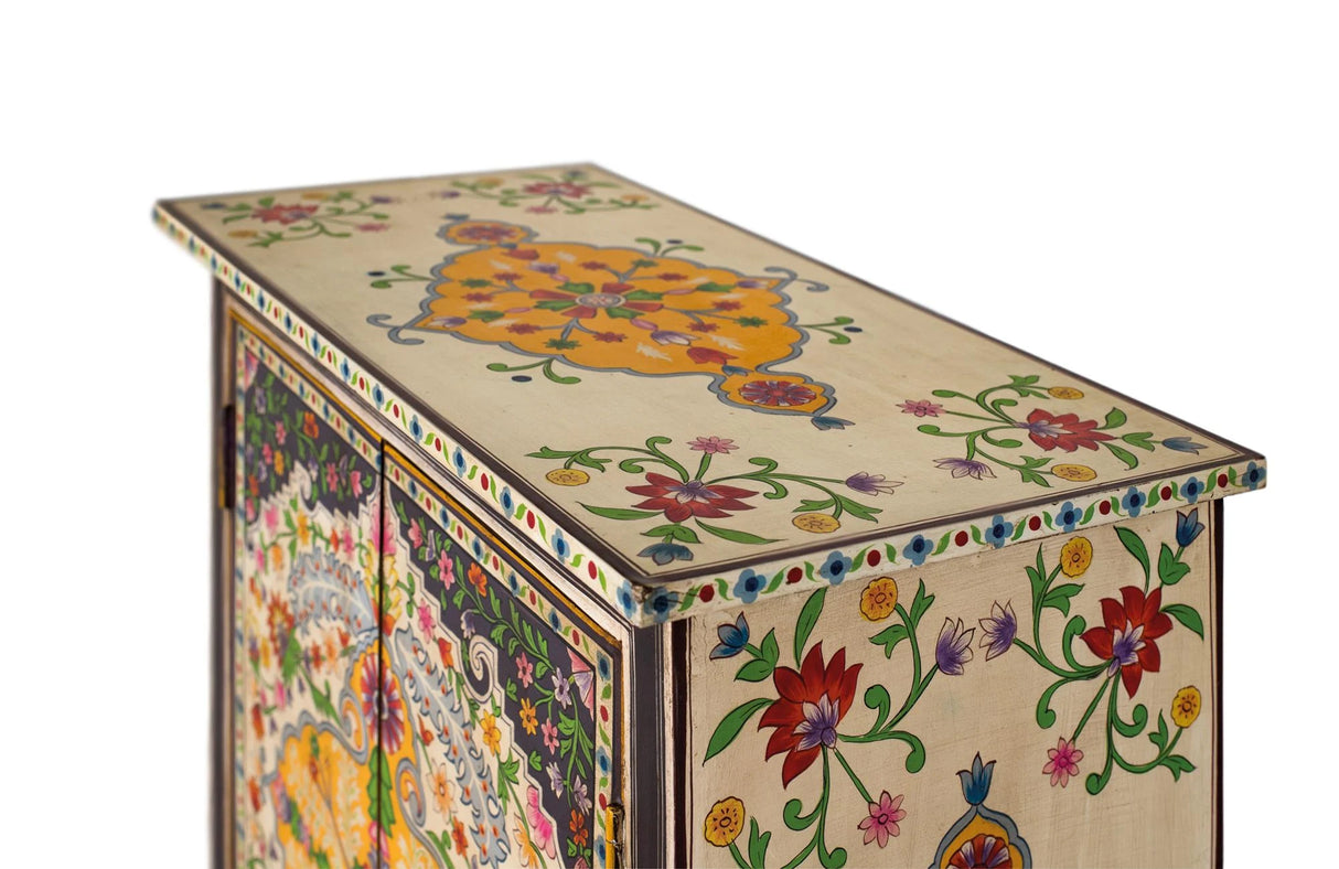 Giner and Colomer - Hand-Painted Mango Wood & MDF Cabinet With 2 Doors