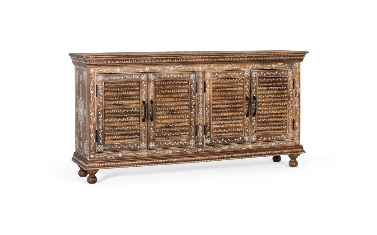 Giner and Colomer Artisanal 4-Door Hand-Painted Mango Wood Sideboard