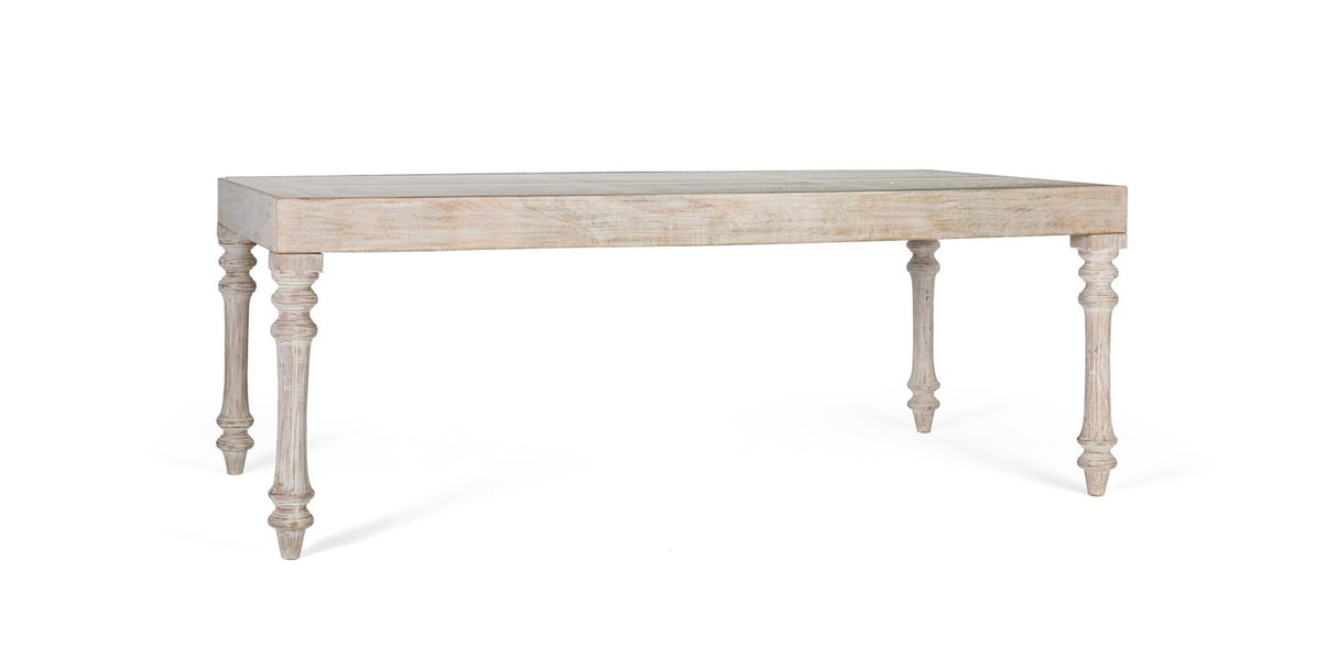 Giner and Colomer - Hand-Carved Mango Wood Dining Table With Glass & Turned Legs
