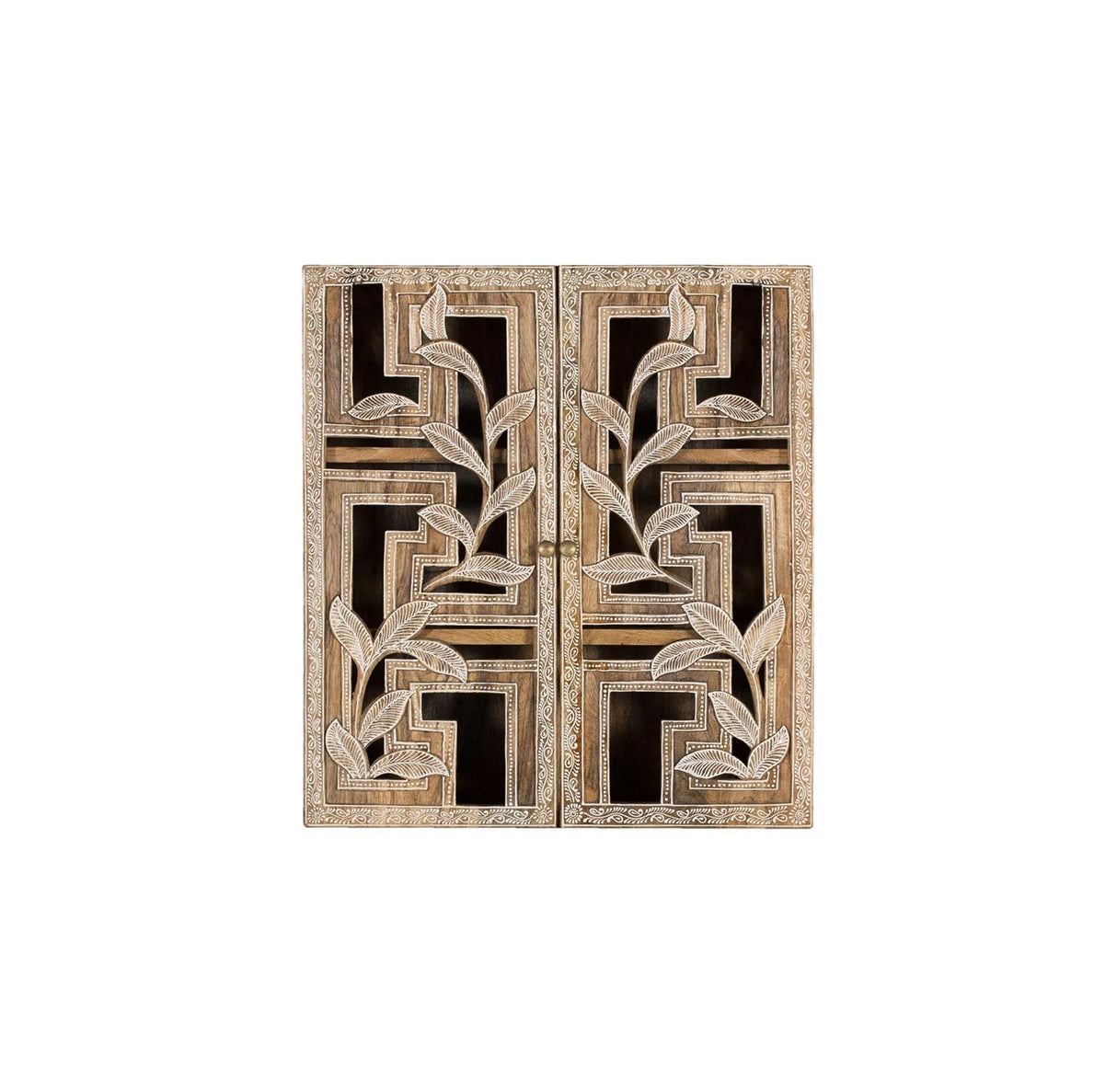 Giner and Colomer - Hand-Carved Mango Wood Wall Shelf With Doors