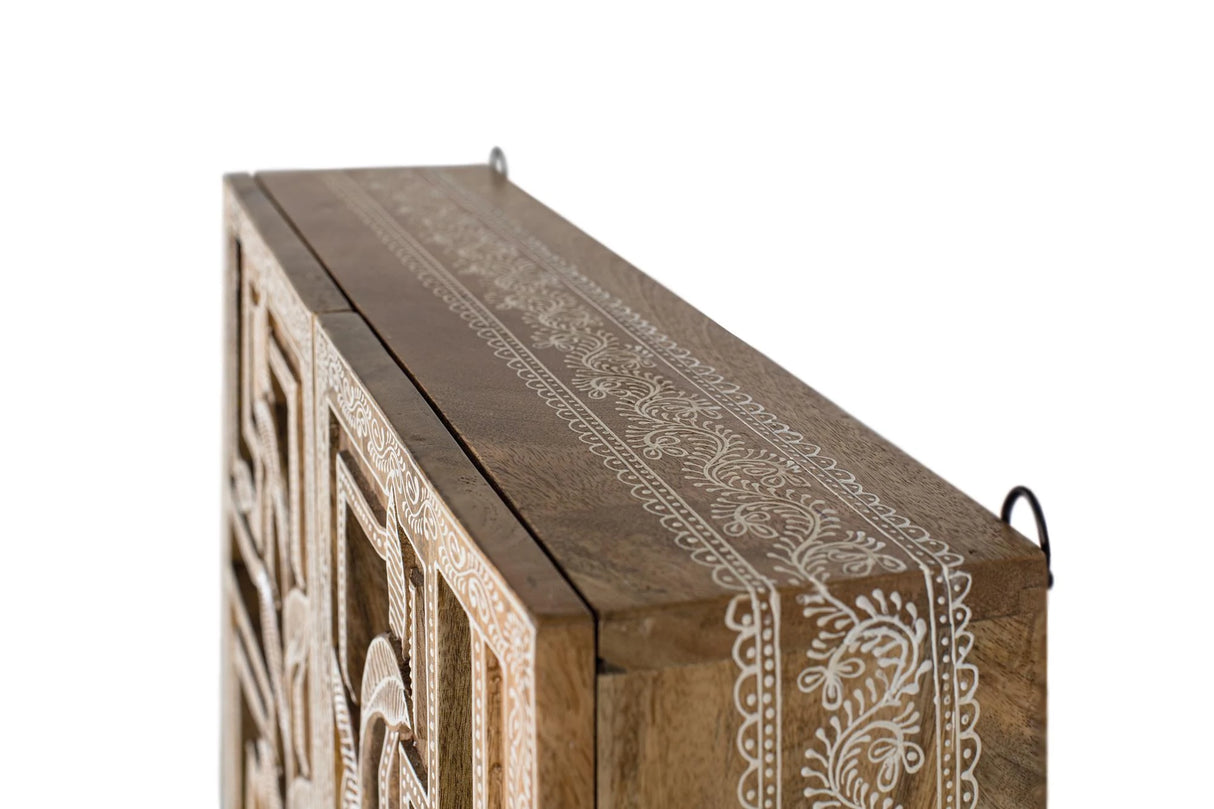 Giner and Colomer - Hand-Carved Mango Wood Wall Shelf With Doors