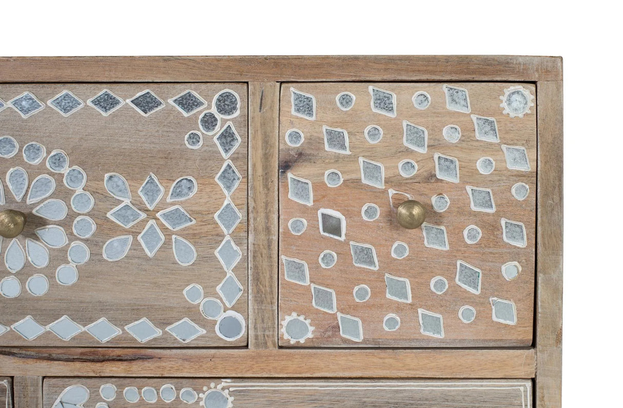 Giner and Colomer - 10-Drawer Mango Wood Chest With White Hand-Painted Fronts