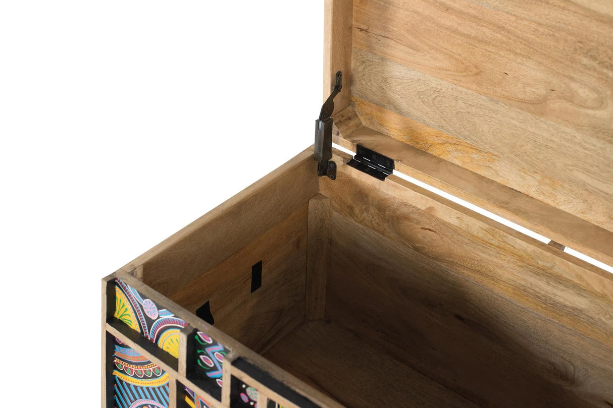 Giner and Colomer - Multicolored Hand-Painted Mango Wood Trunk (Top Opening)