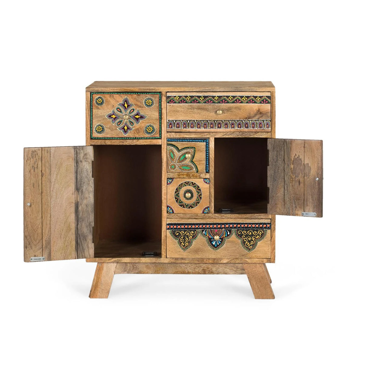 Giner and Colomer - Hand-Painted Mango Wood & MDF Cabinet With 2 Doors, 5 Drawers