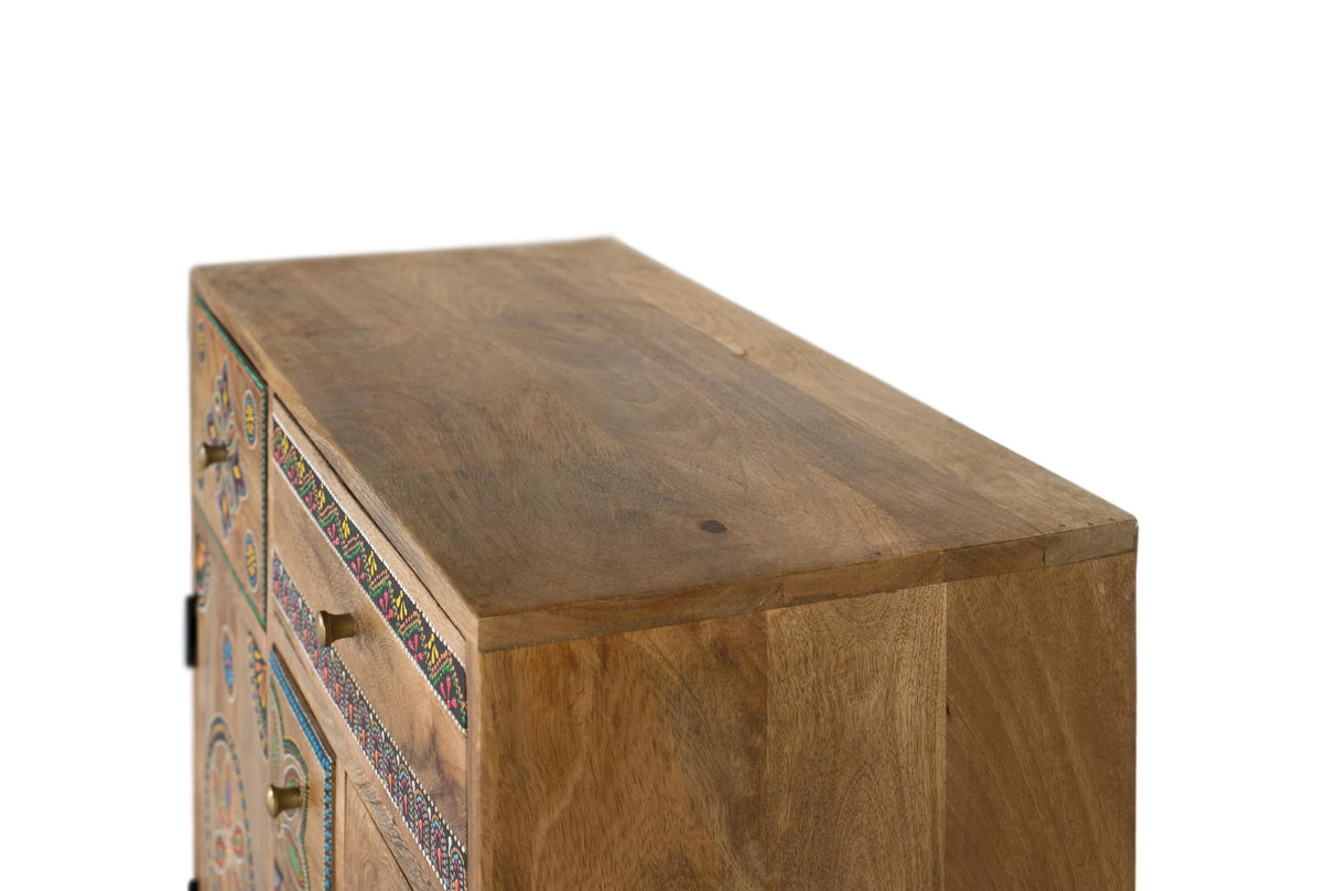 Giner and Colomer - Hand-Painted Mango Wood & MDF Cabinet With 2 Doors, 5 Drawers