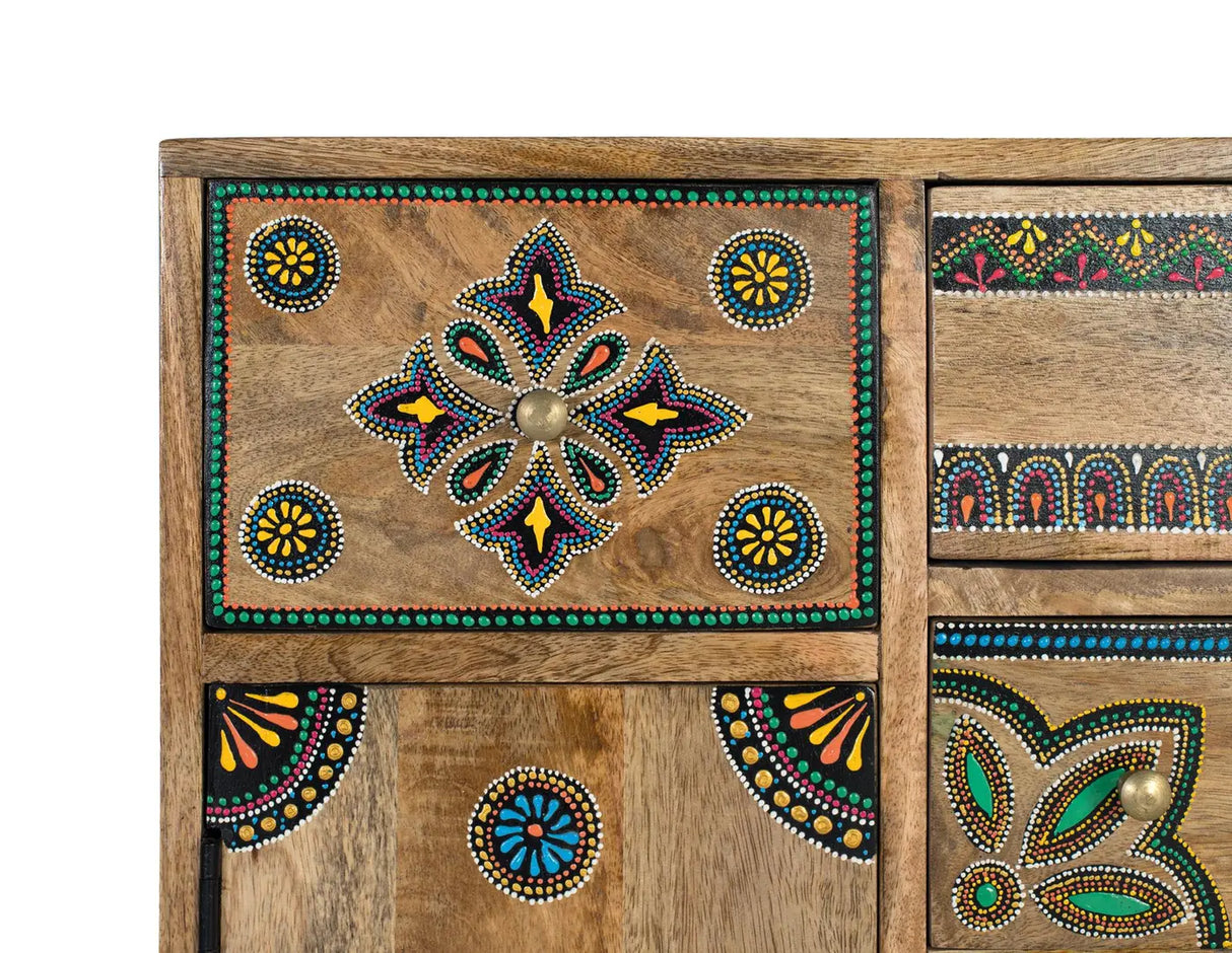 Giner and Colomer - Hand-Painted Mango Wood & MDF Cabinet With 2 Doors, 5 Drawers