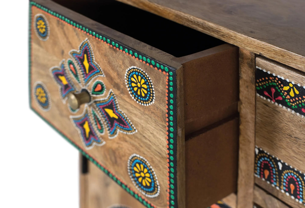 Giner and Colomer - Hand-Painted Mango Wood & MDF Cabinet With 2 Doors, 5 Drawers