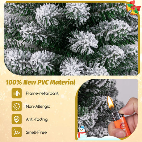 Artificial Christmas Tree 180cm Snowflake Christmas Tree with 460 Branches Foldable Metal Stand Fine Shape Seasonal Decoration