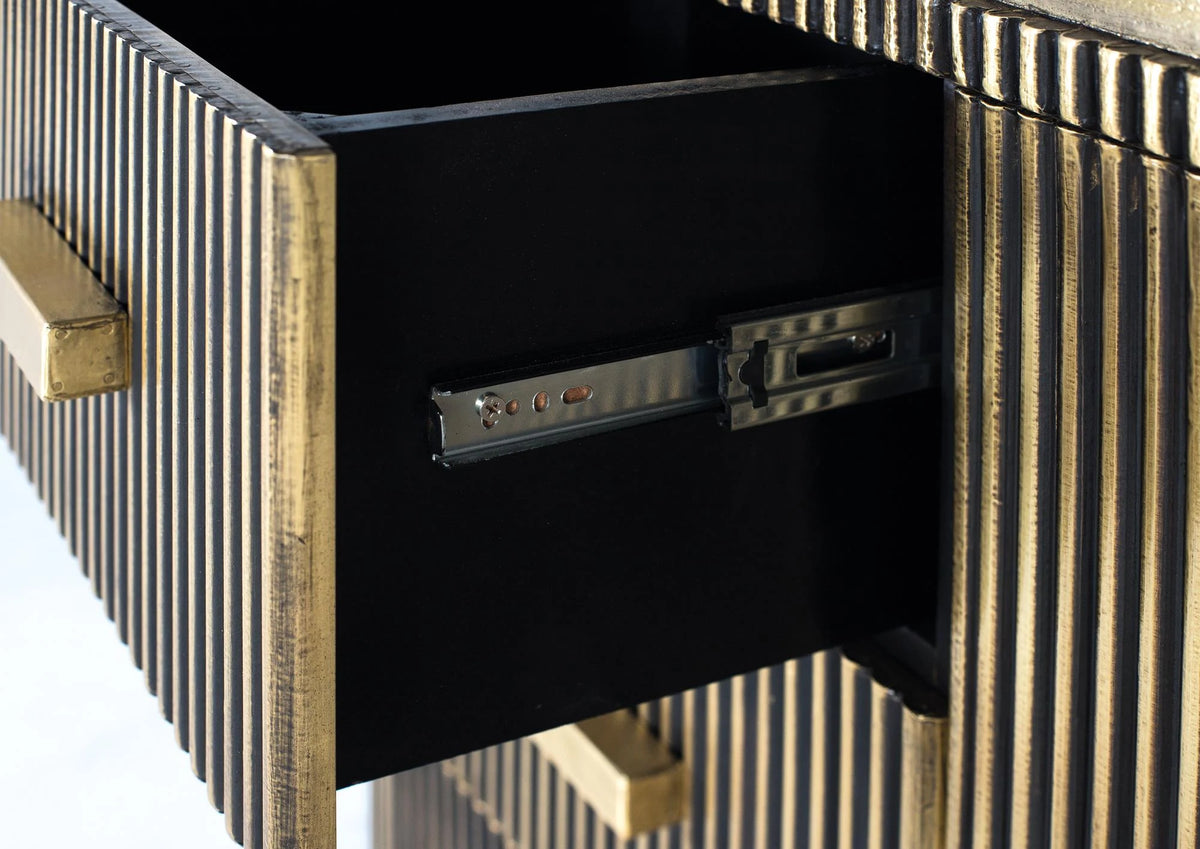 Giner and Colomer - Bronze-Covered Mango Wood Sideboard With 3 Drawers & 2 Doors