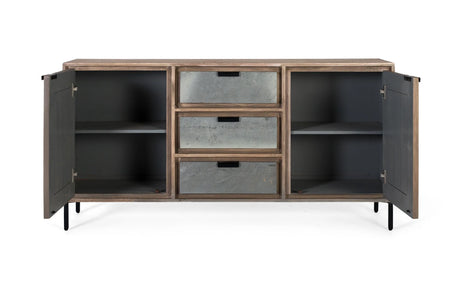 Giner and Colomer - Sandblasted Acacia Wood Sideboard With Stone Veneer Finish
