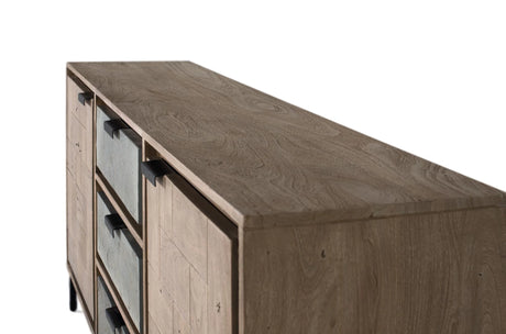 Giner and Colomer - Sandblasted Acacia Wood Sideboard With Stone Veneer Finish