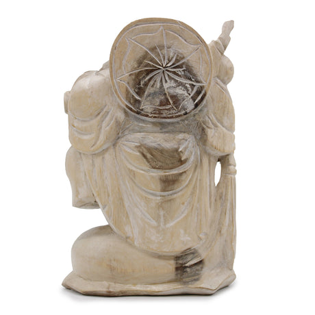 Happy Buddha Bring Wood - Whitewash 30cm