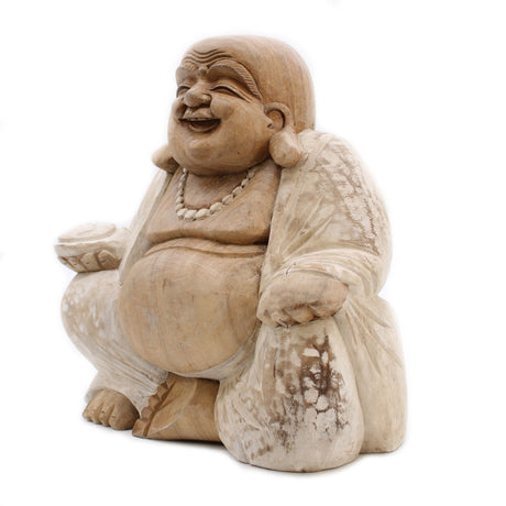Happy Buddha - Whitewash 30cm