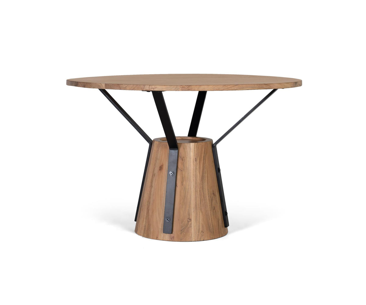 Giner and Colomer - Round Mango Wood Dining Table With Metal Supports