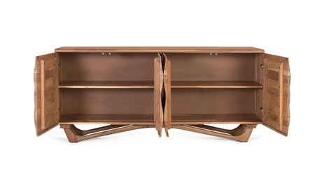 Giner and Colomer - 4-Door Acacia Sideboard With Wavy Detailing