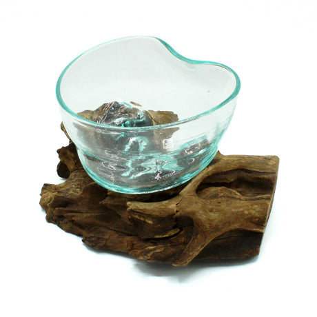 Molten Glass Arfully Misshapen Bowl on Wood