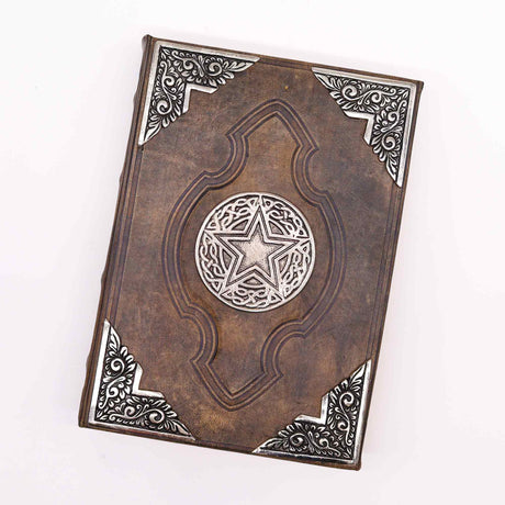 Heafty Brown Tan Book - Zinc Pentagon Decor - 200 Deckle Edges Pages - 26x18cm