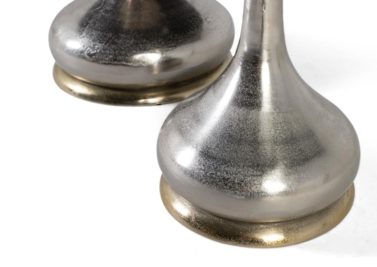 Giner and Colomer - Set Of 2 Circular Marble & Nickel Aluminum Coffee Tables