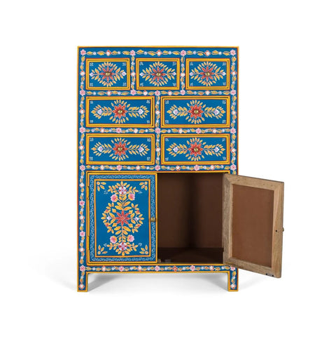 Giner and Colomer - Tall Mango & MDF Sideboard (7 Drawers, 2 Doors, Hand-Painted)