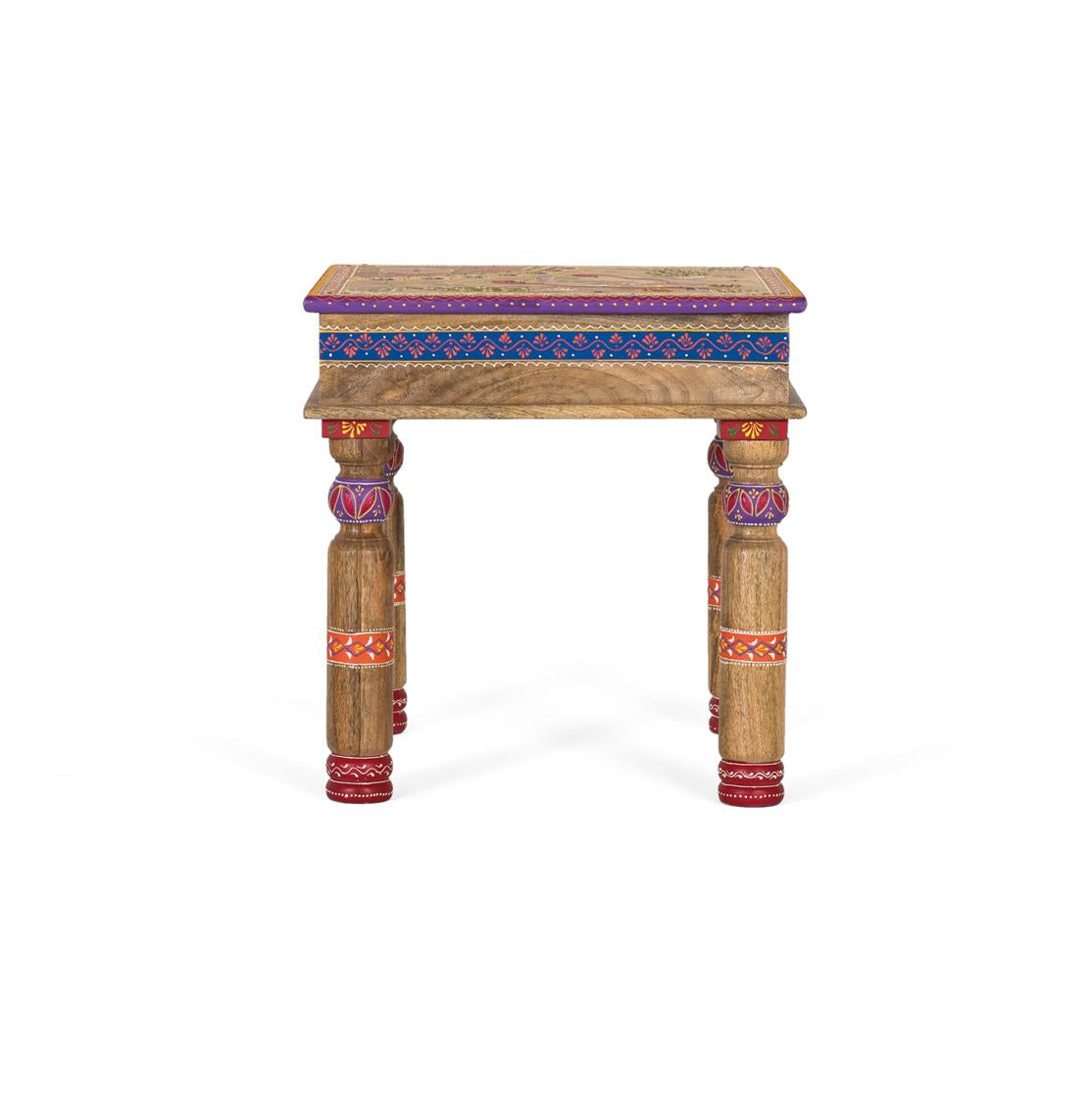 Giner and Colomer - Mango Wood Coffee Table With Turned Legs & Hand-Painted Highlights