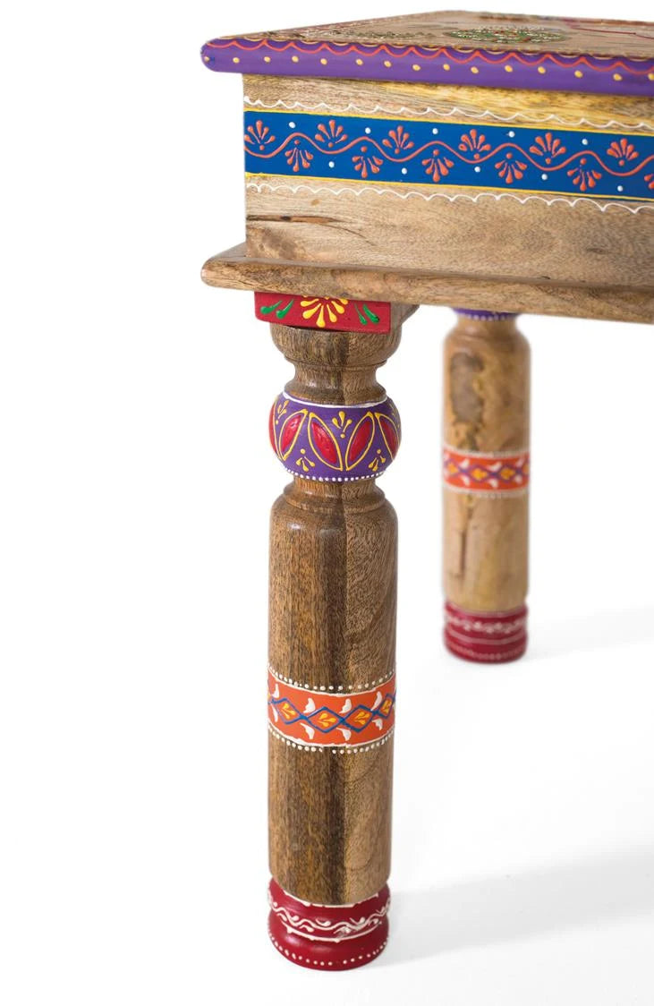 Giner and Colomer - Mango Wood Coffee Table With Turned Legs & Hand-Painted Highlights