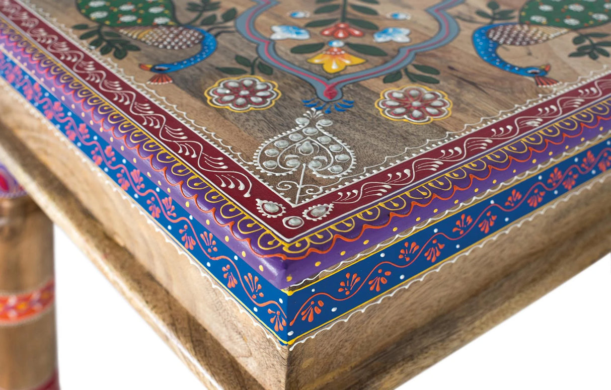 Giner and Colomer - Mango Wood Coffee Table With Turned Legs & Hand-Painted Highlights