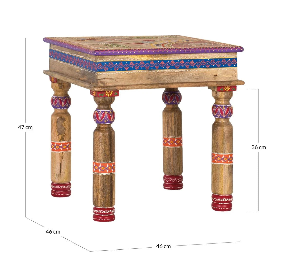 Giner and Colomer - Mango Wood Coffee Table With Turned Legs & Hand-Painted Highlights