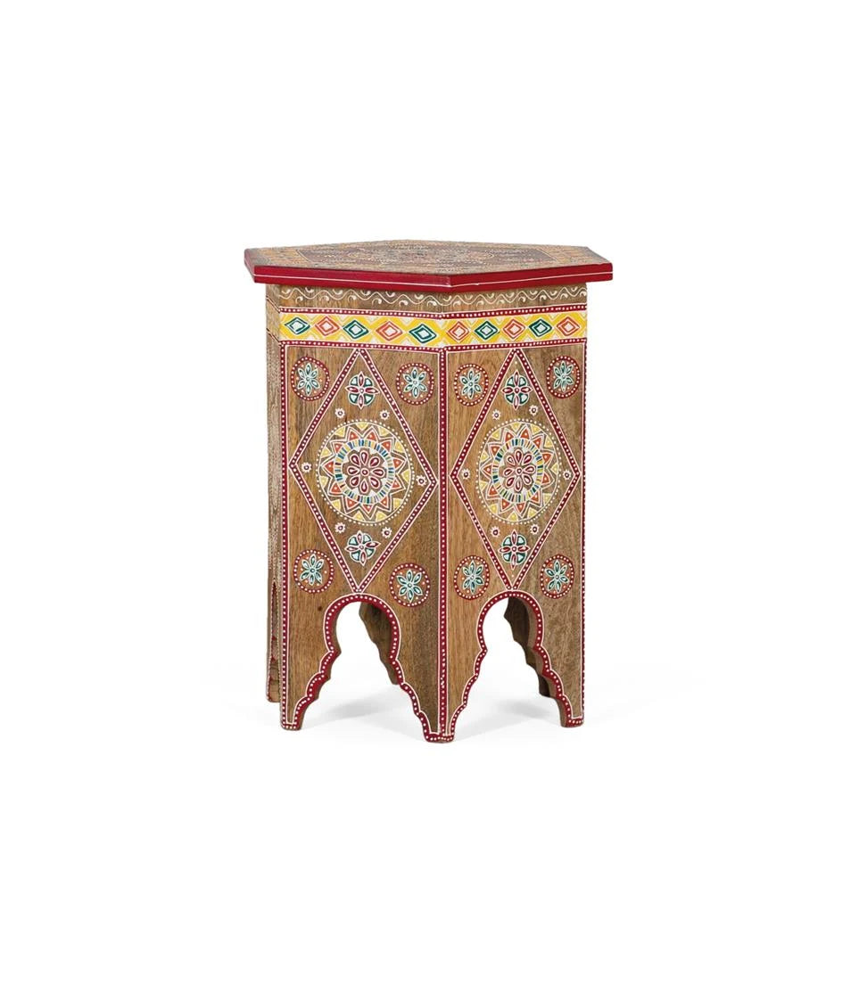 Giner and Colomer - Hand-Painted Mango Wood Stool (32 x 32 x 42)