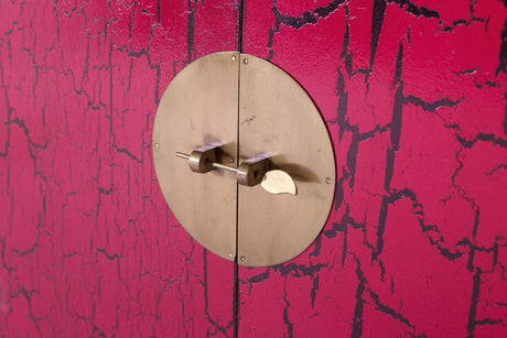 Giner and Colomer - Japanese-Style Sideboard In Distressed Blue Lacquer & Antique Gold Hardware